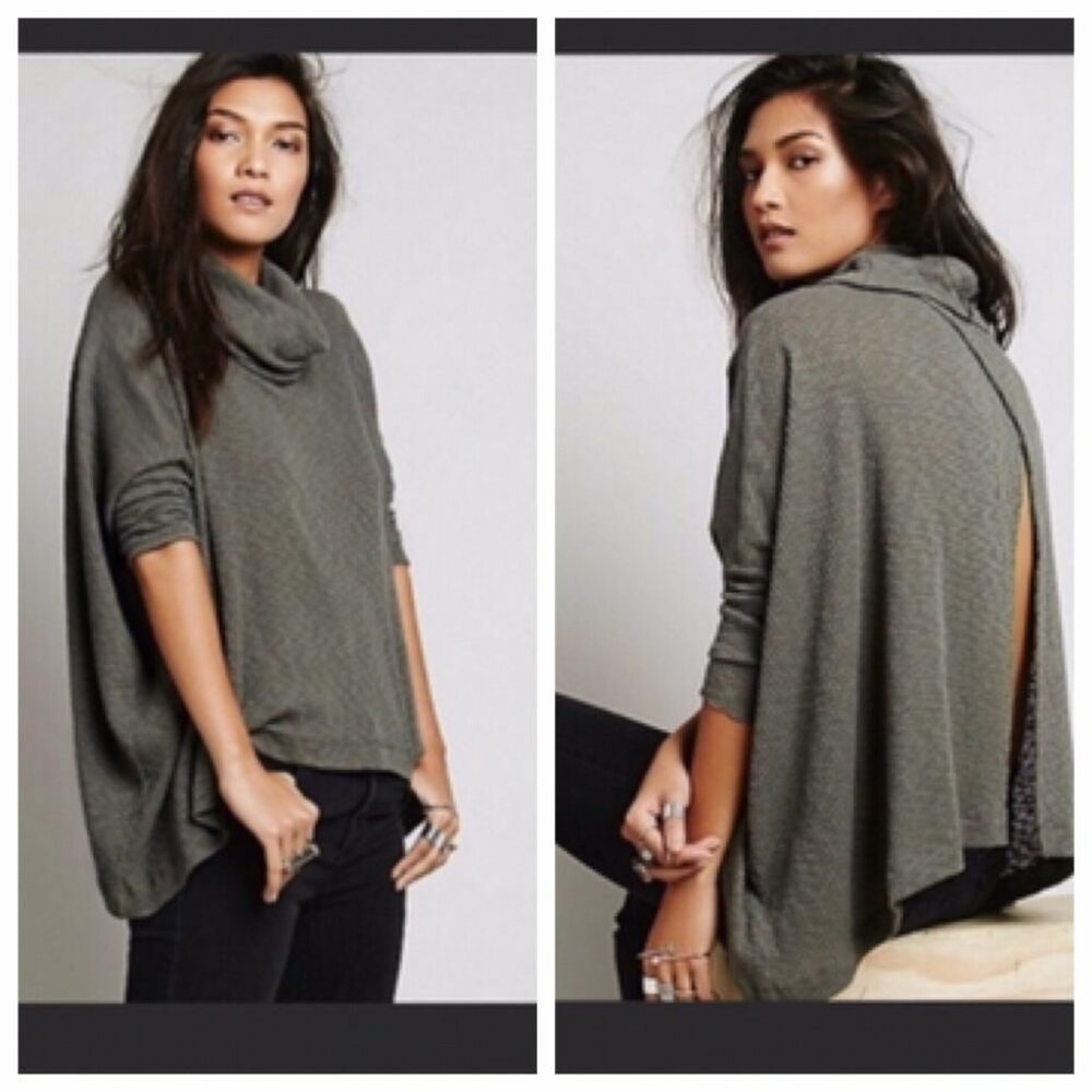 FP BEACH World Traveler Open Back CowlNeck Sweater